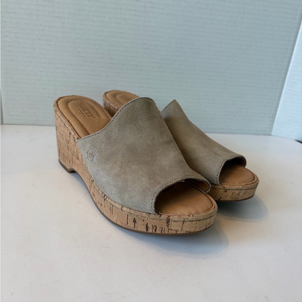 Born Lilah cork heel wedge slides‎ size 7